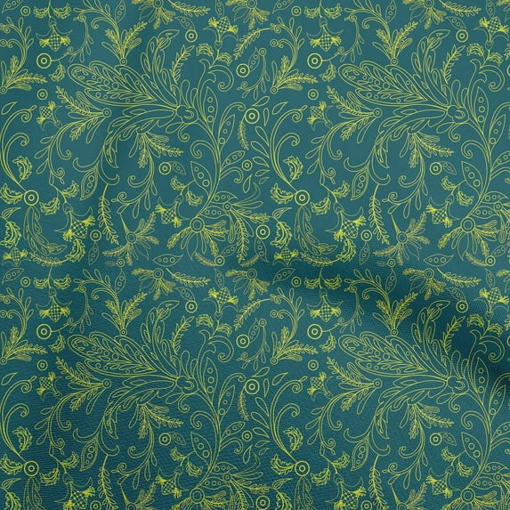 oneOone Cotton Cambric Teal Green Fabric Florals Diy Clothing Quilting Fabric Print Fabric By Yard 56 Inch Wide