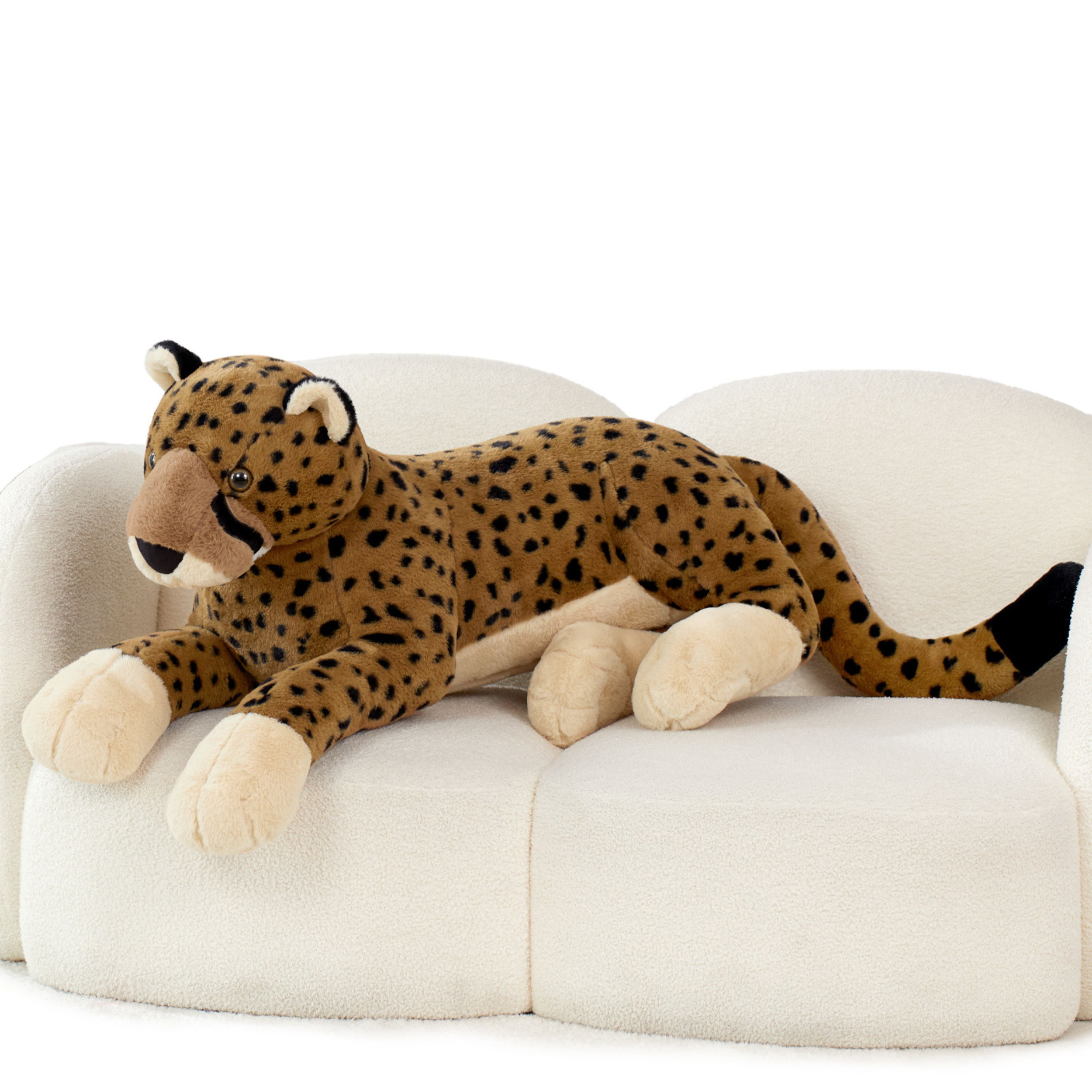 Tezituor 53''(from Front Paw to Tail) Leopard Stuffed Animals Giant Stuffed Cheetah Pillow Plush Toy
