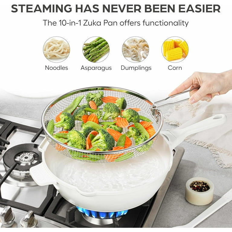 ZUKA Ceramic Pan by Granitestone, 6 Pc Non Toxic Ceramic Deep