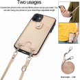 thumbnail image 4 of Necklace Crossbody Case for iPhone 12 Mini,PU Leather Wallet Lanyard Case Cover with Card Holder Adjustable Detachable Anti-Lost Neck Strap Case for iPhone 12 Mini,5.4",Gold, 4 of 13
