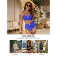thumbnail image 4 of SHEWIN Womens Bikini Sets Swimsuit 2 Piece Bathing Suits High Waist Bikini Sets Texture Swimming Suits Summer Beach Blue S, 4 of 9