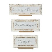 Synora Rustic Wooden Sign Farmhouse Decorative Table Sign Whitewash Tabletop Signs for Home Living Room Decor - Set of 3