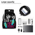 thumbnail image 5 of La vida es mejor en chanclas. Mochila para portátil, bolso de viaje, mochila informal para la universidad, mochila negra para el trabajo y los negocios, regalo para hombres y mujeres., 5 of 5