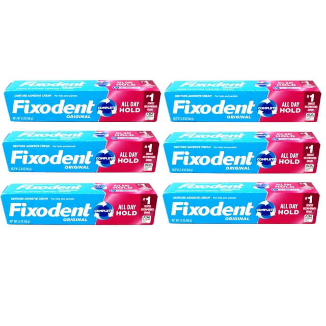 Crema Adhesiva para Dentaduras Fixodent Original 68 g Paquete de 6