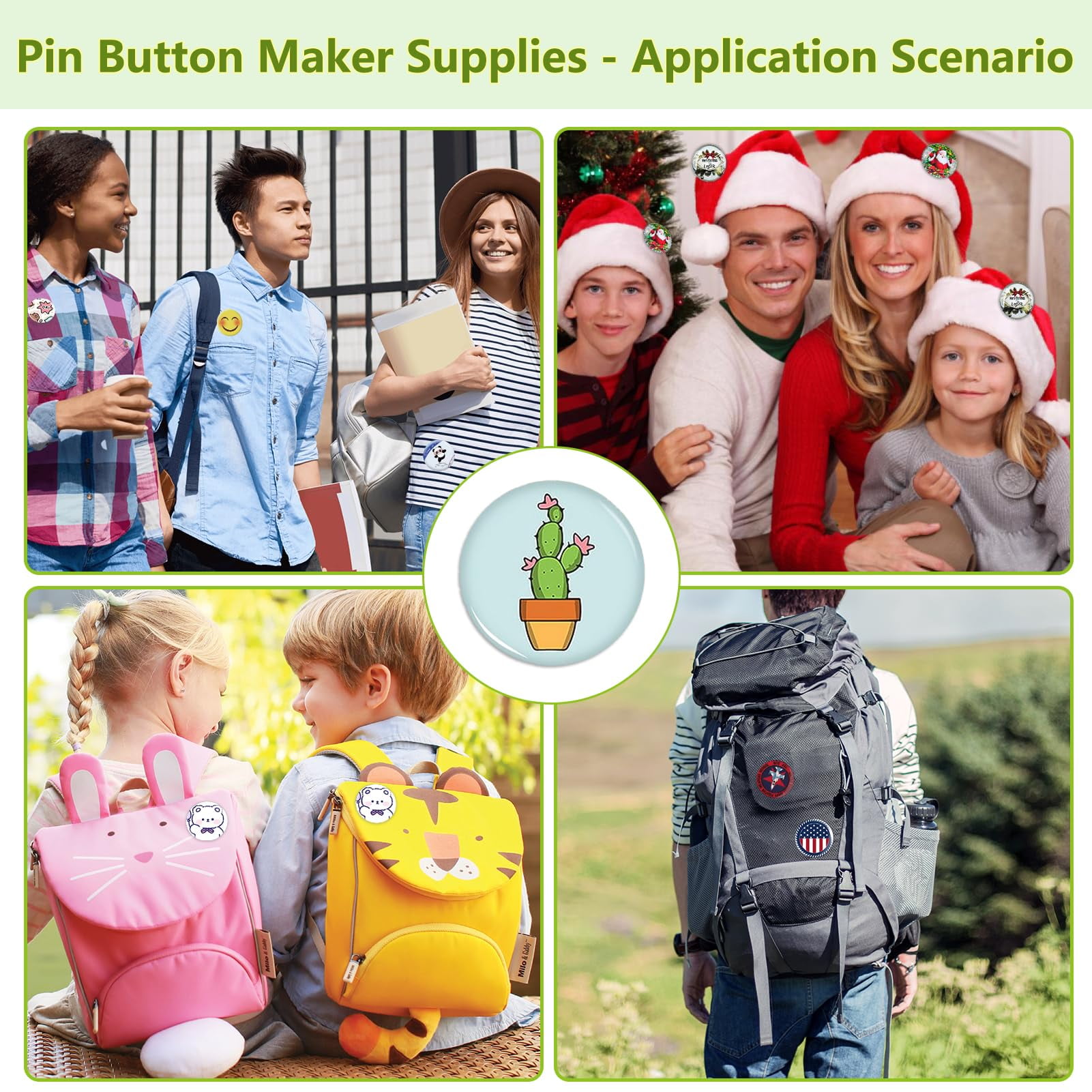 100 Sets (50 Sets pin+50 Sets Keychain) 58mm/2.25 inch Button Maker Supplies, Keychain Pins Metal Round Badge Button Parts Making Kit for Button Maker Machine with Metal Cover DIY Gifts
