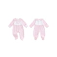 thumbnail image 2 of BemeyourBBs Newborn Baby Girl Little Sister Outfit Plaid Footied Romper Little Sis Bow Embroidery Long Sleeve Doll Collar Full Length Footed Jumpsuit Cute Infant Girls Spring Fall Winter Clothes, 2 of 9