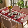 thumbnail image 3 of Valentine's Day Table Cloths for 3 Foot Rectangle Tables, Romantic Roses Love Heart Gnomes Wooden Patio Waterproof Elastic Fitted Tablecloths, Washable Rectangular Table Cover for Camping, 3 of 8