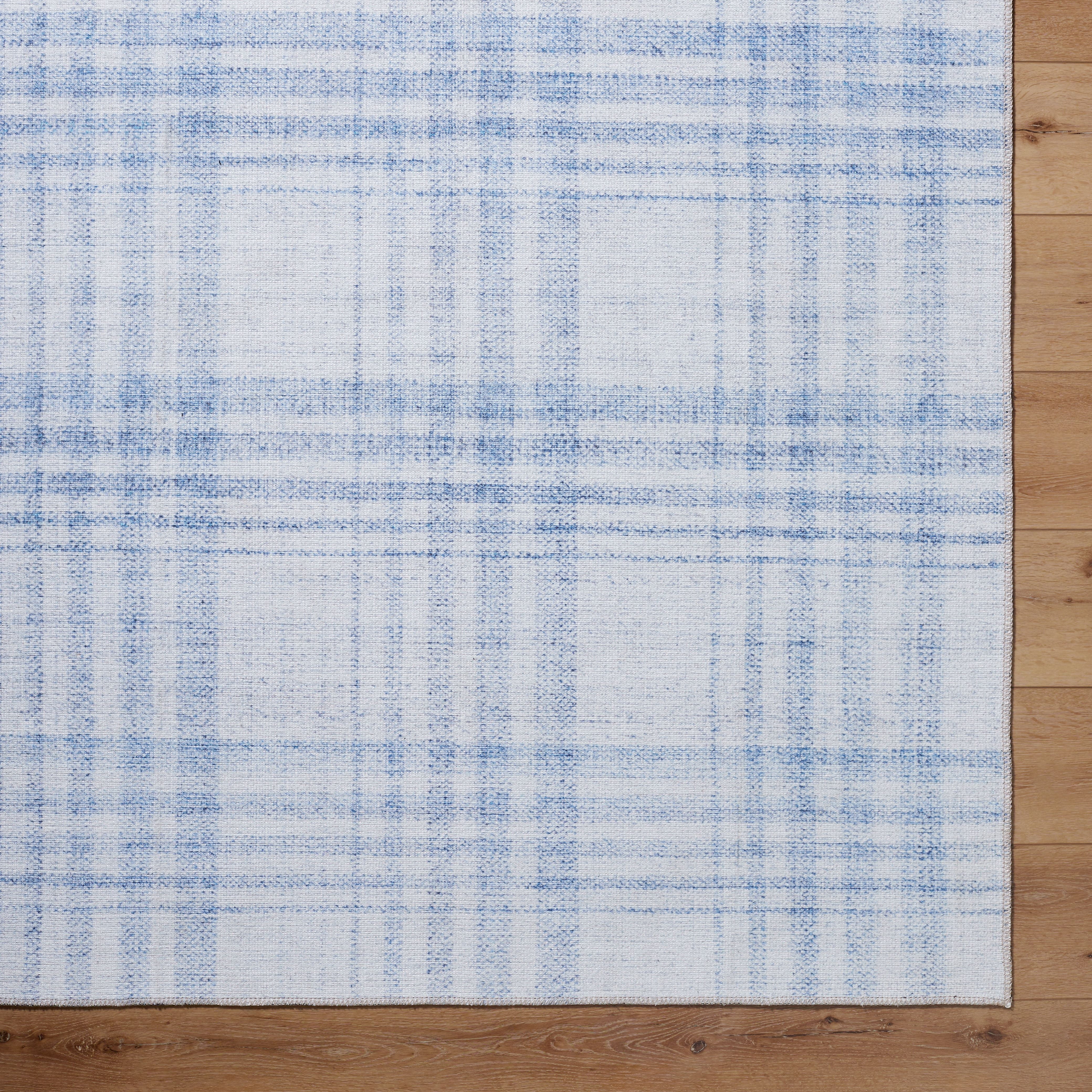 My Texas House Sutton Blue Plaid Indoor Washable Runner Rug