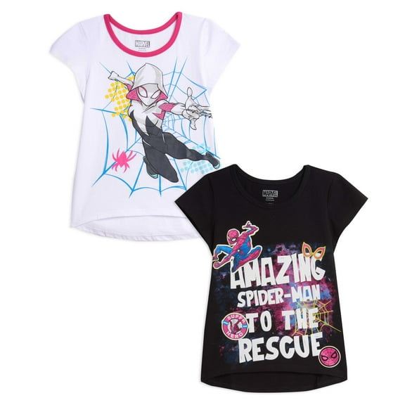 Marvel Spider-Man Spider-Gwen Ghost Spider Little Girls 2 Pack T-Shirts Toddler to Big Kid