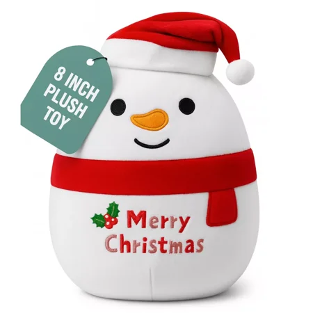 Sperric Christmas Snowman Plush Toy Soft Stuffed Animal 8 Cute Holiday Plushie for Kids Babies Perfect Christmas Holiday Plush Toys