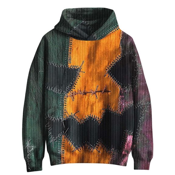Tisuna Halloween Hoodies For Men Graphic Print Long Sleeve Hooded Tops Soft Men Festival Theme Party Casual Wear Size L