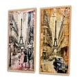 thumbnail image 3 of Designart "Nostalgic Vintage Collage of Paris V" City Paris Framed Wall Art Set Of 2 - Traditional Pink Framed Canvas Set For Living Room Decor, 3 of 6