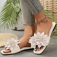 thumbnail image 2 of Dakaela Slide Sandals for Women Flower Square Open Toe Summer Slippers Beach Vacation Casual Flat Shoes, 2 of 8