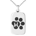 thumbnail image 1 of Stainless Steel Letter H Initial Cat Dog Paws Monogram Engraved Small Rectangle Dog Tag Charm Pendant Necklace, 1 of 1