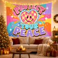 thumbnail image 3 of Smiling Checkered Heart Among Rainbow Swirls, Playful Retro for Self-Care Enthusiasts, Motivational Wall Art, Housewarming Gift, Tapestry Wall Hanging for Bedroom and Dorm, 3 of 7