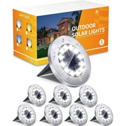 Solar Ground Lights Outdoor, 8 Pack 12 LED Solar Garden Lights Waterproof, Super Bright in-Ground Lights, Solar Disk Lights for Yard, Walkway, Pathway, Patio, Lawm, Outdoor Decorations (White)