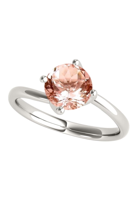 0.85 Carat 6mm Round Shape Natural Morganite Gemstone Solitaire Engagement Ring Women Crafted In 10K Rose White & Yellow Gold