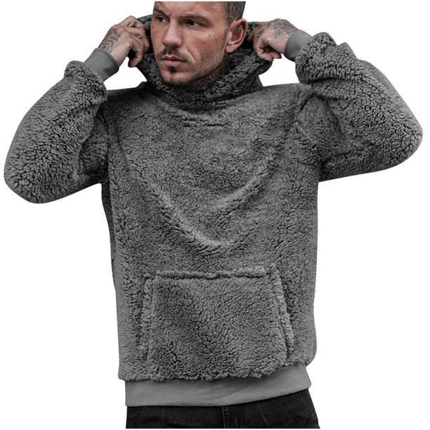 Sudadera con capucha de felpa de doble cara para hombre, suéter