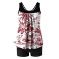 thumbnail image 5 of Fartey 2025 Womens Two Piece Tankini Swimsuits Summer Tummy Control Swimwear Floral Print Bathing Suits Swim Tank Tops with Boyshorts Red S-2XL, 5 of 6
