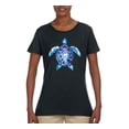 thumbnail image 2 of Sea Turtle Tie Dye Art Animal Lover Womens Graphic T-Shirt, Black, Small, 2 of 3