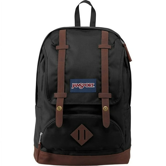 JanSport Cortlandt 15-inch Laptop Backpack - Rugged Vegan Leather Bag, Black