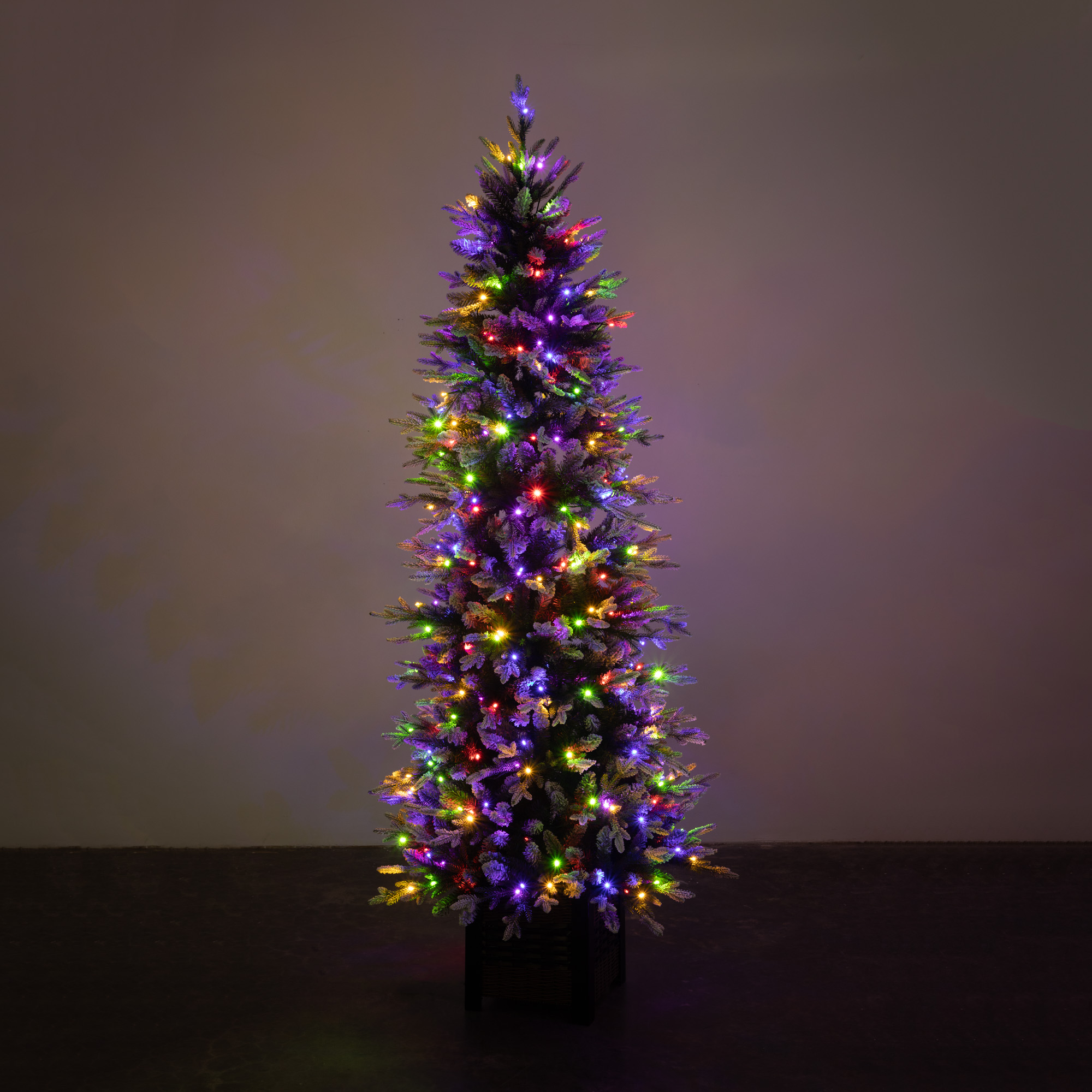 7' Sullivans Potted Lit Snowy Pine Tree, Green