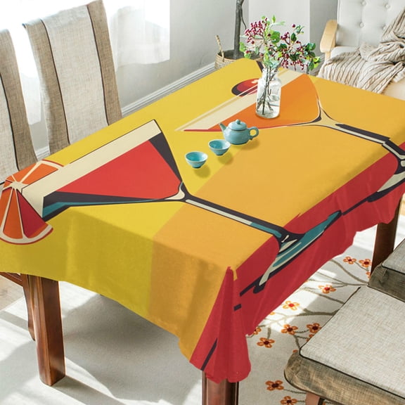 Yayeee Tablecloths 54" x 54" Rectangle Wrinkle Resistant Party Table Cover, Orange Cocktails