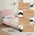 thumbnail image 3 of Historyli Twin Size Bed Frames with Adjustable Headboard,Modern Upholstered Platform Bed Frame with Sturdy Wood Slats,No Box Spring Needed,Easy Assembly,Pink, 3 of 7