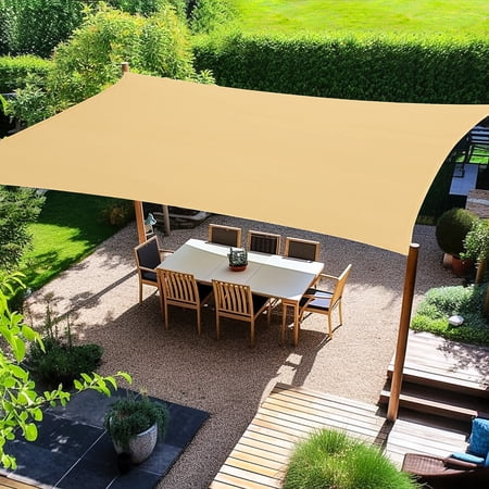 Shade&Beyond 12 x19 Customize Sand Sun Shade Sail Commercial Standard UV Block 185 GSM  Water and Air Permeable  Heavy Duty  Carport Patio Outdoor - (Customized Available)