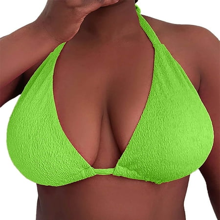 Clearance!Uooqdmx Bras for Women Plus Size Lingerie Bag Plus Size Beach Bikini Large Backless Swimsuit Top Comfortable Bras for Women Green L