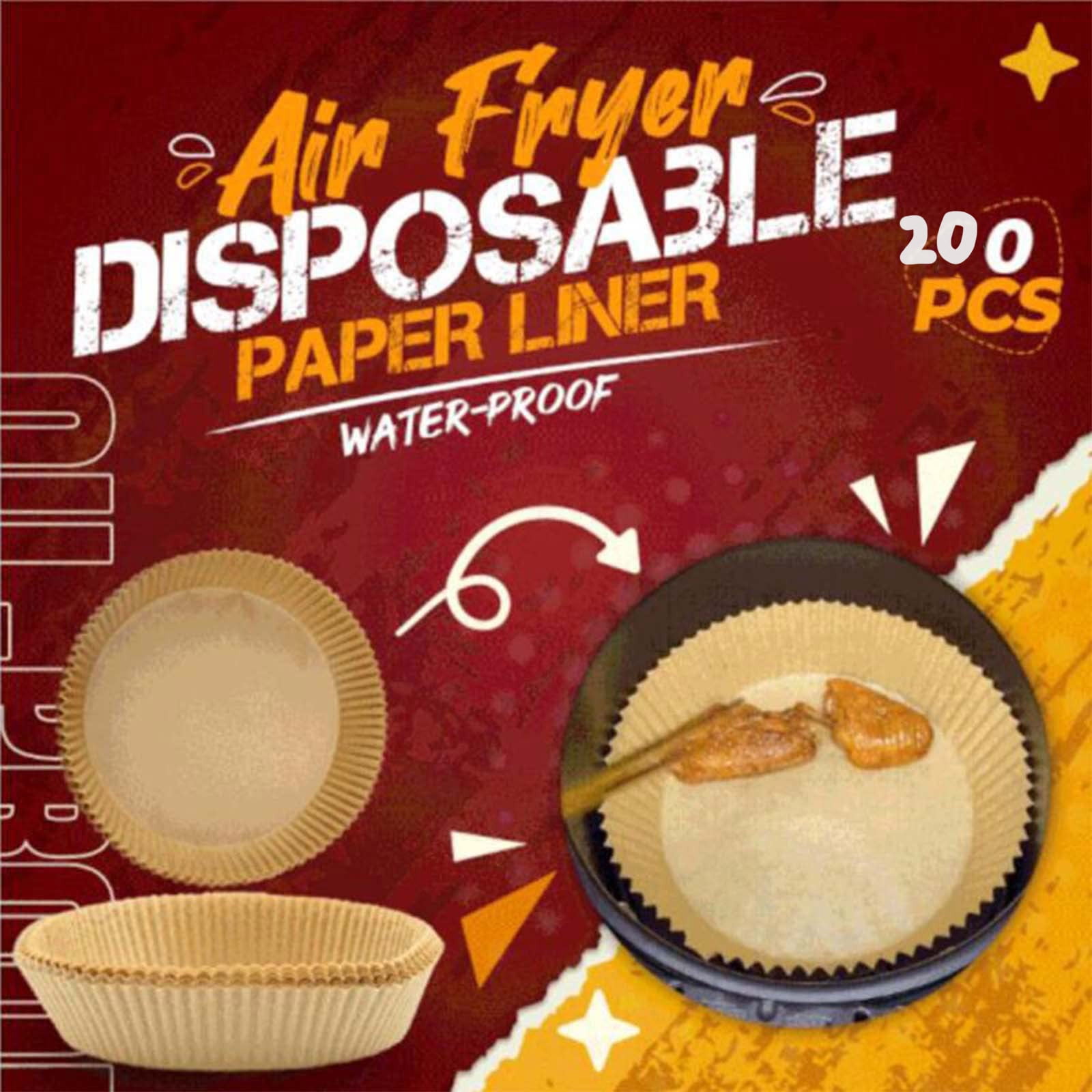 200 Sheets Unbleached Air Fryer Paper Liners - Non-Stick Heat Resistant Non-Toxic Food Grade Disposable Liners For Baking Roasting - For Home Kitchen Air Frying, Oil-Less Cooking,