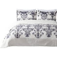 thumbnail image 5 of Chezmoi Collection Chloris 3-Piece Pre-Washed Medallion Quilt Set, Printed Floral Microfiber Navy Blue Taupe Light Ivory Bedspread, King, 5 of 8