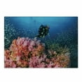 thumbnail image 1 of Diver Cutting Board, Picturesque of a Tropical Coral Reef Setting in the Ocean Small Sea Creatures, Decorative Tempered Glass Cutting and Serving Board, in 3 Sizes, by Ambesonne, 1 of 2