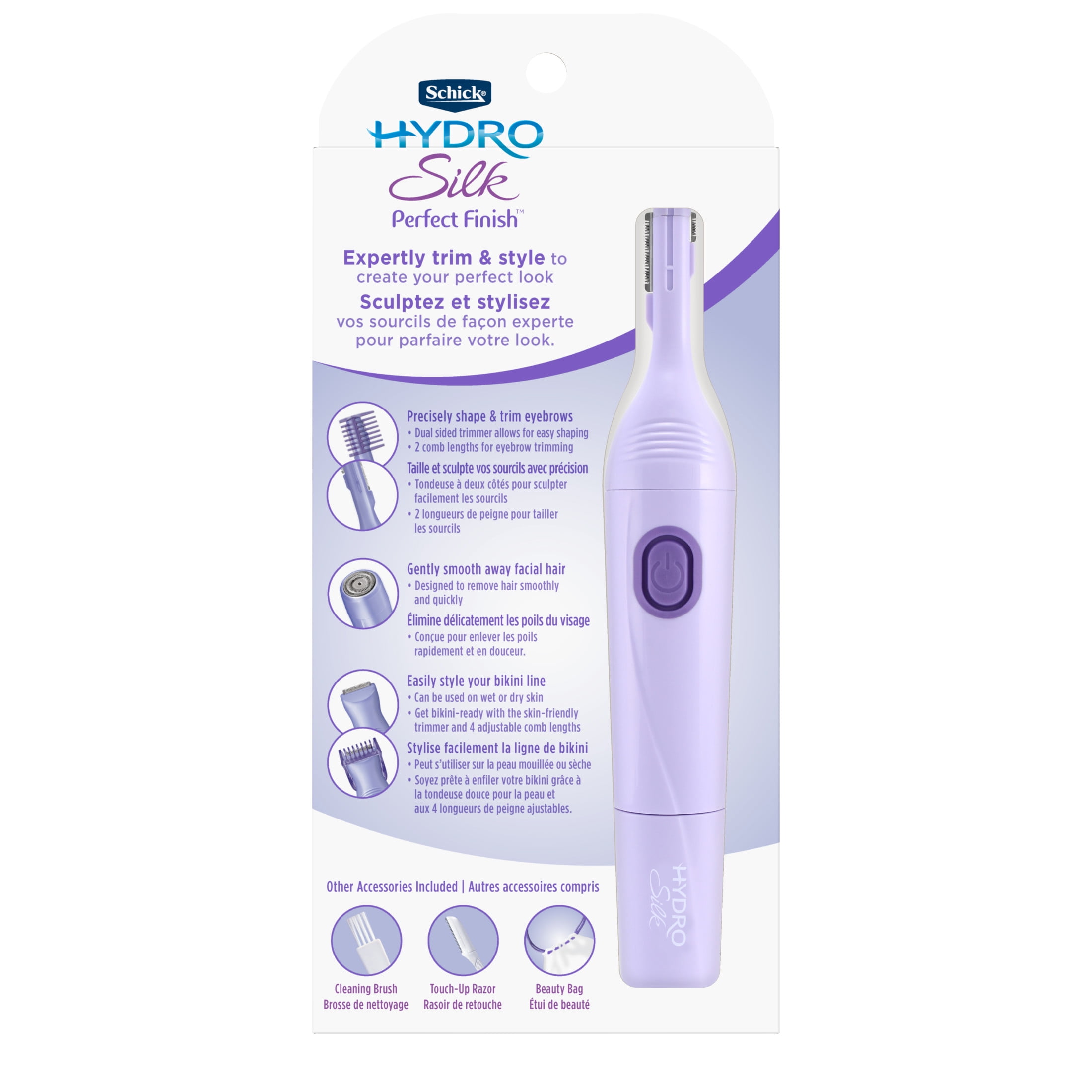 (2 pack) Schick Hydro Silk Perfect Finish Women's Trimmer, 1 Ct, All Hair Types, Model 07791, Height 7.87 in