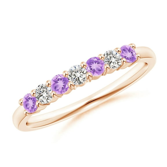 Eternity Amethyst Gemstone 925 Sterling Silver Rose Plated Women Engagement Ring