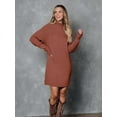 thumbnail image 2 of CAILDANL Sweater Dresses for Women 2025 Fall Fashion Mock Neck Long Lantern Sleeve Oversized Outfits Knit Tops Clothes, 2 of 2