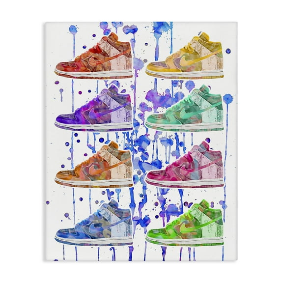 Stupell Industries Paint Drip Sneakers Beauty & Fashion Painting Gallery Wrapped Canvas Art Print Wall Art, 16 x 20