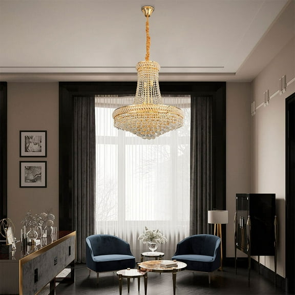 Miumaeov Luxury Crystal Chandelier French Empire Style Pendant Hanging Lamp Ceiling Light For Living Room Foyer Dining Room Hallway