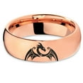thumbnail image 2 of Tungsten Dragon Dragons Fire Breather Folklore Band Ring 7mm Men Women Comfort Fit 18k Rose Gold Dome Polished, 2 of 4