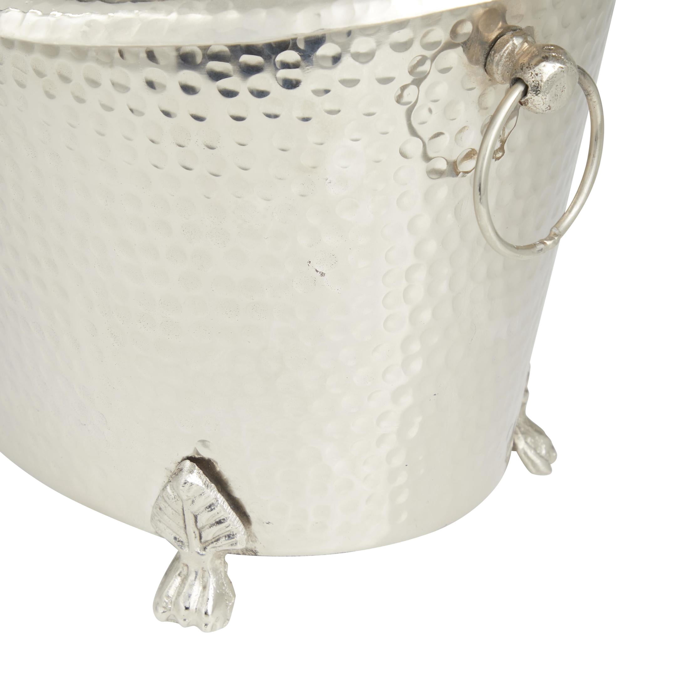DecMode Oval Aluminum Metal 6 Bottle Silver Ice Bucket