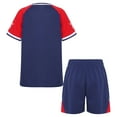 thumbnail image 4 of ZDHoor Boys Soccer Football Jersey Outfits Short Sleeve T-Shirt and Shorts Sports Team Training Uniform Navy Blue 13-14, 4 of 6