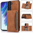 thumbnail image 6 of Design for Samsung Galaxy S22 5G Wallet Case with Tempered Glass Screen Protector PU Leather Credit Card Holder Slot Phone Cases Kickstand Shockproof Protective Cover for Men 6.1" Brown, 6 of 14