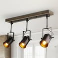 thumbnail image 1 of LNC Track Lighting Industrial Wood Canopy Ceiling Lights 3-Light Adjustable, 1 of 7