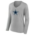 thumbnail image 2 of Women's Jake Ferguson Gray Dallas Cowboys Icon Player Name & Number Long Sleeve V-Neck T-Shirt, 2 of 3