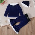 thumbnail image 5 of Jamsmile Toddler Girls Outfits Sets Christmas Long Sleeve Tops Flare Pants With Hats 3PCS Santa Claus Kids Baby Girls Sets, 5 of 9