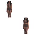 thumbnail image 4 of Naiovety Conjunto de traje de baño dividido para mujer Traje de baño sin mangas de color sólido Ropa de playa Negro M Type3 NO3, 4 of 6