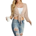 thumbnail image 2 of Cueply Women's 3/4 Sleeve Tie Front Cardigan Shrug Bolero Lightweight Top Summer Casual Short Shawl, 2 of 7