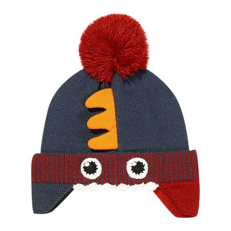 

Dadaria Winter Hats for Girls Autumn Winter Baby Boys Girls Pattern Knitted Windproof Warmth Ear Protection Children Hat Navy M Girls