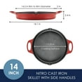 thumbnail image 3 of Rachael Ray 14” Nonstick Cast Iron Skillet with Side Handles, Red, 3 of 10