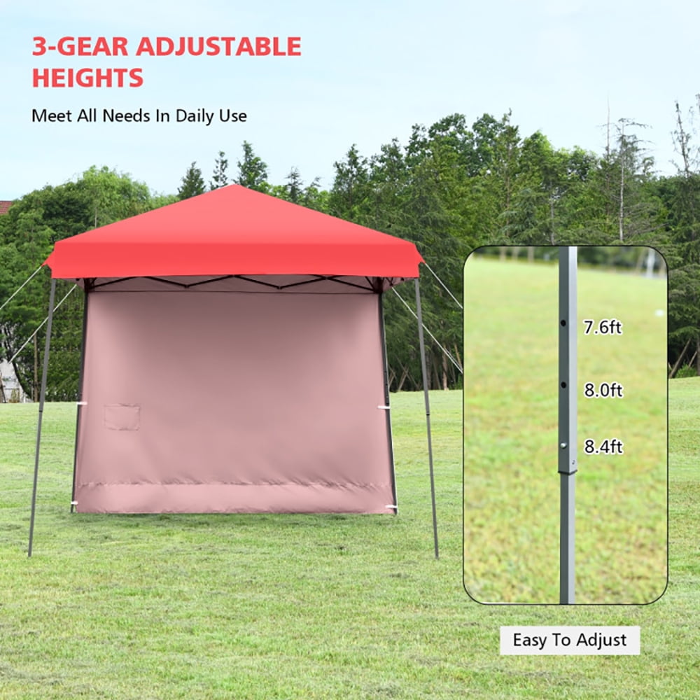 Aimee Lii 10 x 10 Feet Pop Up Tent Slant Leg Canopy with Detachable Side Wall, Backyard Canopy Gazebo, Red